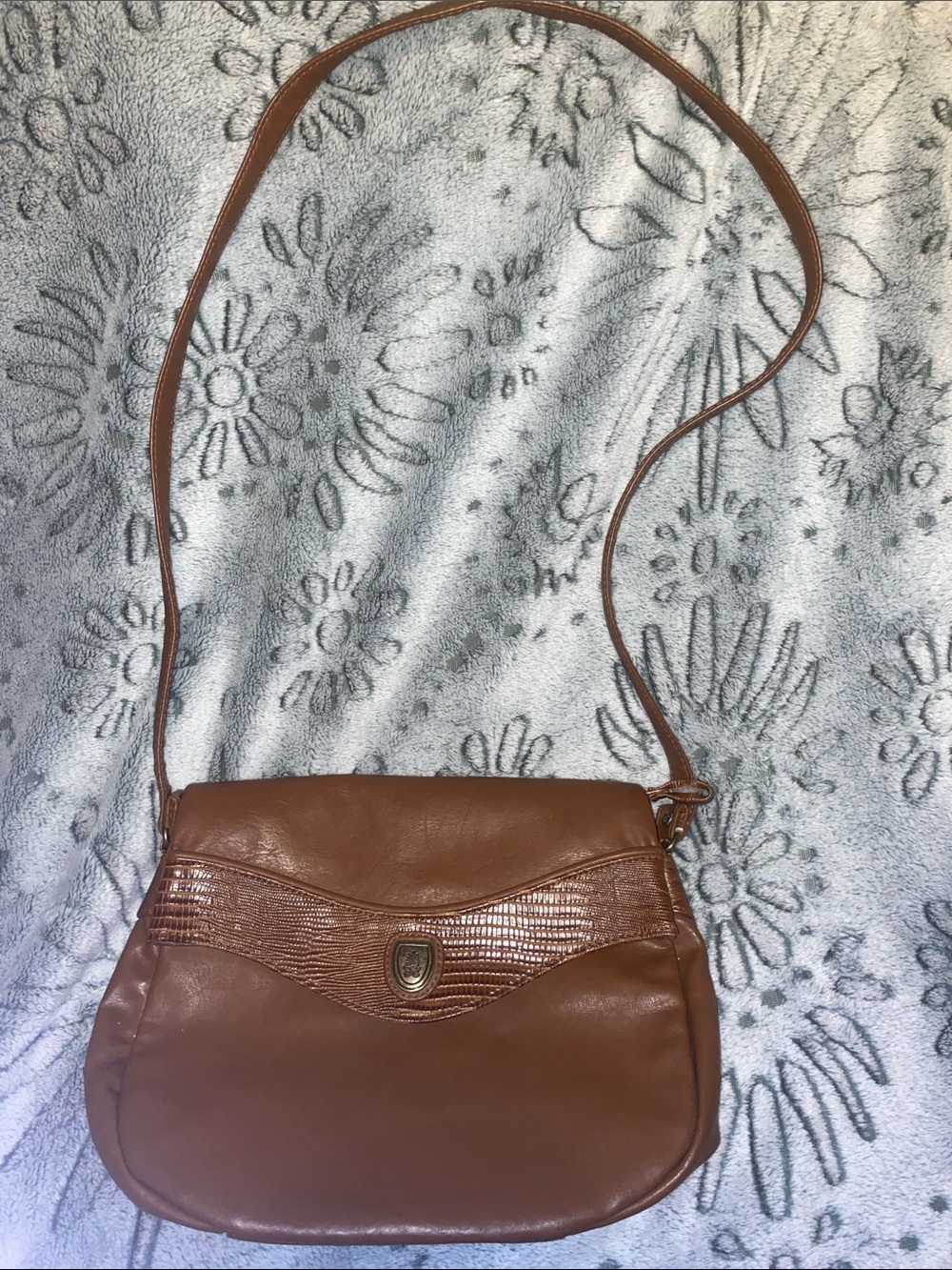 Classic Brown Shoulder Bag with Textured Flap